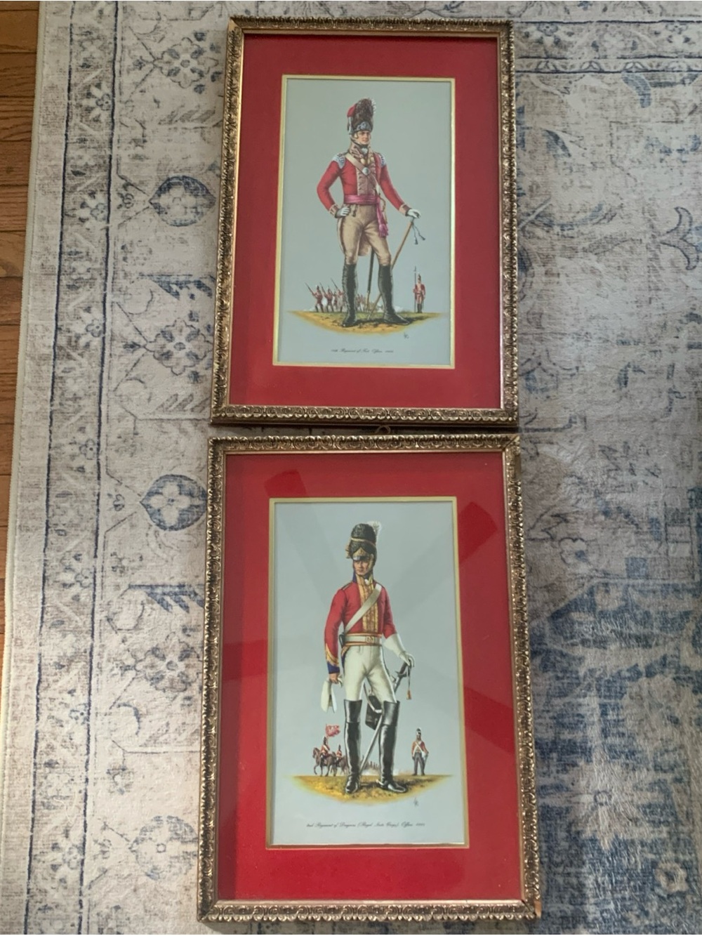 Source Unknown Red and Gold British Soldier Prints Pair